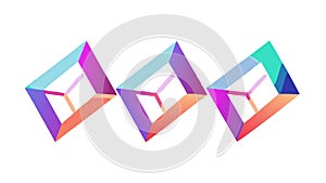 Interlocking 3D Geometric Shapes, Abstract Design, vector design Generative AI