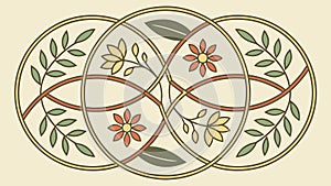 Interlocking Floral Geometric Circular Pattern, vector design Generative AI