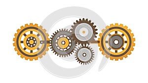Interlocking Gear Mechanism, Engineering, Teamwork, Industrial Process, vector design Generative AI
