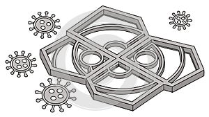Interlocking gear pattern, industrial mechanical design, vector design Generative AI