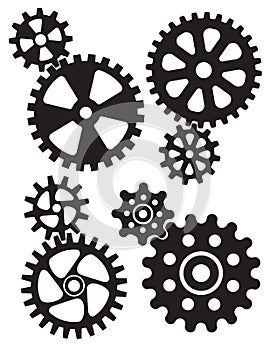 Interlocking gears and cogs design.