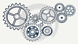 Interlocking Gears and Cogs Mechanism Illustration, vector design Generative AI