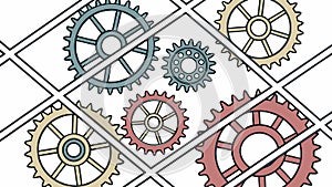 Interlocking Gears & Cogs Seamless Industrial Pattern, vector design Generative AI