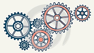 Interlocking Gears and Cogs, Teamwork and Mechanism, vector design Generative AI