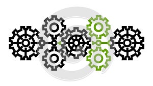 Interlocking gears and cogwheels, mechanics, engineering, teamwork, industrial vector design Generative AI