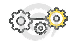 Interlocking Gears Icon, Mechanical Process, Settings, or Teamwork Symbol, vector design Generative AI