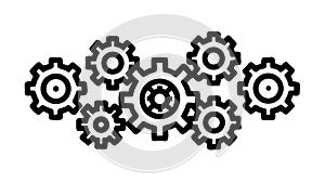 Interlocking gears icon, teamwork and mechanics, industrial process vector design Generative AI