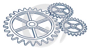 Interlocking Gears, Mechanical Movement and Teamwork, vector design Generative AI