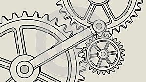 Interlocking gears, mechanical system. Industrial, engineering, complex, technology, vector design Generative AI