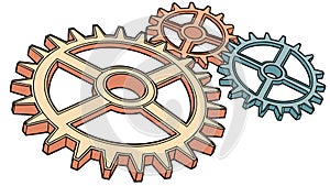 Interlocking Gears, Mechanism and Problem Solving. vector design Generative AI