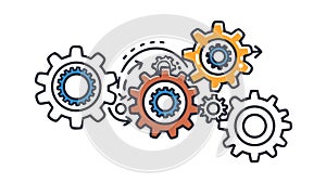 Interlocking Gears Mechanism, Teamwork & System Process, vector design Generative AI
