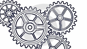 Interlocking Gears Outline, Mechanical Process, Engineering, vector design Generative AI