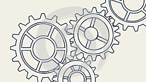 Interlocking Gears Outline Sketch Design, vector design Generative AI
