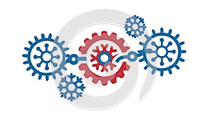 Interlocking gears, symbolizing teamwork, process, or connection, vector design Generative AI