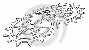 Interlocking gears: system and collaboration, vector design Generative AI