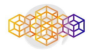 Interlocking Geometric Cubes, Abstract 3D Shapes Pattern, vector design Generative AI