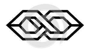 Interlocking Geometric Shape, Abstract Connection Infinity Symbol, vector design Generative AI