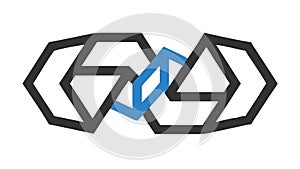 Interlocking Hexagon Abstract Logo Design, vector design Generative AI