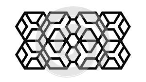 Interlocking Hexagonal Geometric Outline Pattern Vector Design Generative AI