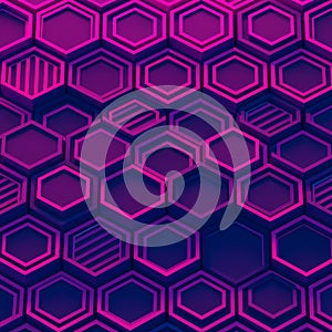 Interlocking hexagonal prisms create a seamless pattern with a three-dimensional