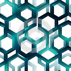 Interlocking hexagons create an abstract geometric pattern with a 3D effect. The