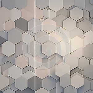 Interlocking hexagons form a three-dimensional, geometric pattern. The hexagons