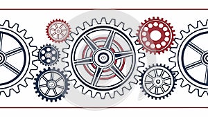 Interlocking Industrial Gear System, vector design Generative AI