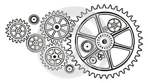 Interlocking Industrial Gears, Mechanical Engineering. vector design Generative AI