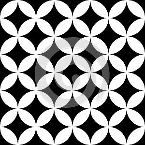 Interlocking, intersecting circles, rings. Repeatable seamless pattern.