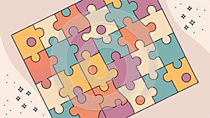 Interlocking jigsaw pieces, puzzle game vector design Generative AI