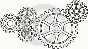 Interlocking Mechanical Gears, Industrial Engineering Components vector design Generative AI