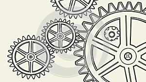 Interlocking mechanical gears, simple design, industry and teamwork concept, vector design Generative AI