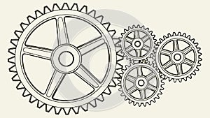 Interlocking Mechanical Gears System Industrial Design Vector Design Generative AI