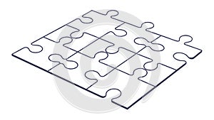 Interlocking Puzzle Pieces, Problem Solving Concept, vector design Generative AI