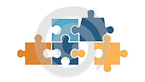 Interlocking Puzzle Pieces - Solution Teamwork Icon, vector design Generative AI