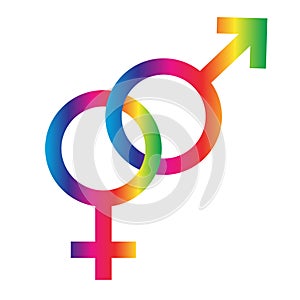 Interlocking rainbow male female symbols
