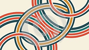 Interlocking Red and Blue Rings Abstract Pattern, vector design Generative AI