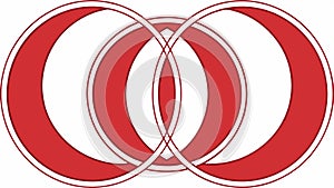 Interlocking Red Rings Vector for Unity Connection Symbol, vector design Generative AI