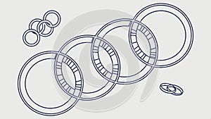 Interlocking ring pattern illustration. Abstract connection motif vector design Generative AI