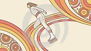 Interlocking Rings Abstract Pattern, Retro Geometric Design, vector design Generative AI