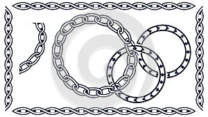 Interlocking Rings Border Pattern, Continuous Geometric Design, vector design Generative AI