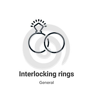 Interlocking rings outline vector icon. Thin line black interlocking rings icon, flat vector simple element illustration from