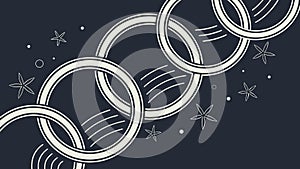 Interlocking Rings with Stars, Cosmic Connection Pattern, vector design Generative AI