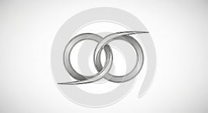 Interlocking Silver Rings Symbolizing Infinity or Connection