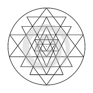 Nine interlocking triangles of Sri Yantra, Shri Yantra or Shri Chakra photo