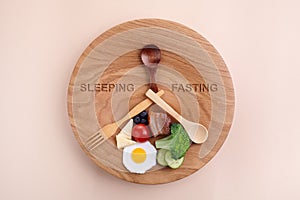 Intermittent fasting. Healthy breakfast, diet food concept. Organic meal. Fat loss concept. Weight loss.