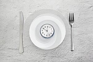 Intermittent fasting. Minimal concept. Ketogenic diet concept. Fast time.