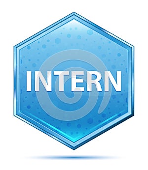 Intern crystal blue hexagon button