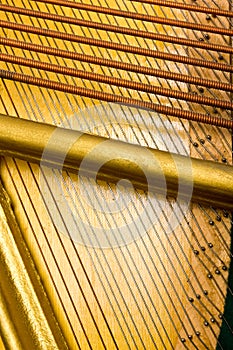 Internal arrangement of pianos, Theme of musical instruments. Background.