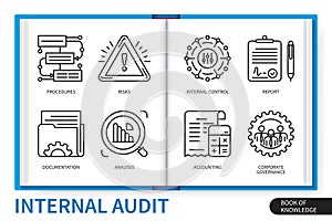 Internal audit infographics linear icons set